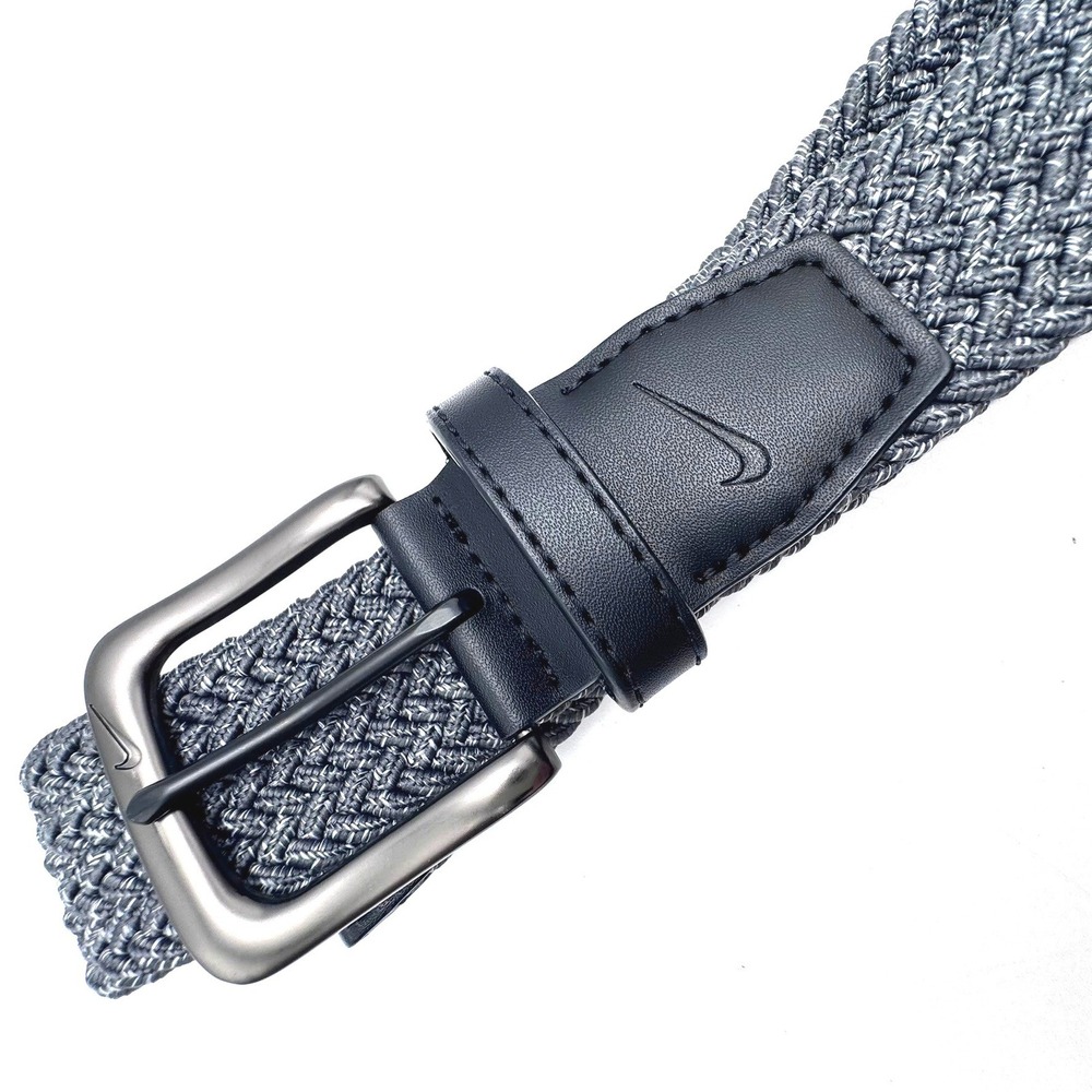 NIKE Men's Large 38-40 Gray G-Flex Woven Braided Stretch Belt Golf Adjustable